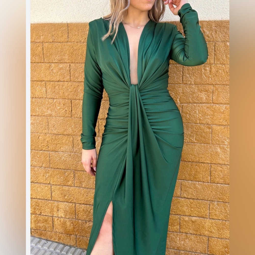 Chic Long Sleeve Green and White Dresses